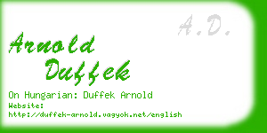 arnold duffek business card